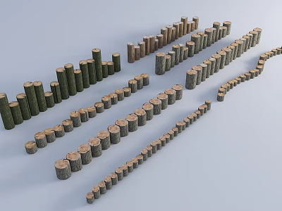 tree stump pine stump tree trunk wood stump stool wooden pier plum blossom stump log fence log fence 3d model