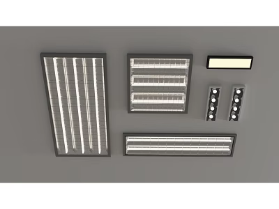 Grille Lights in Various Designs Such as Rectangular and Square Ceiling Lighting Fixtures 3d model