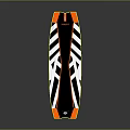 Stylish Modern Surfboard With Black White Stripes And Orange Edges Design