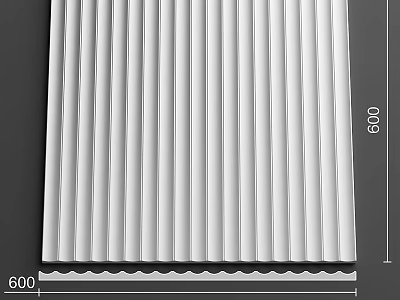 White Ribbed Building Component With Scalloped Edge And 600mm Dimension Design 3d model