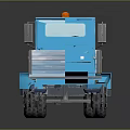 Blue Toy Truck With Flatbed Cargo Area And Orange Roof Light