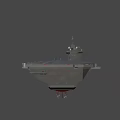 Modern Military Weapon Warship With Large Deck Gray Hull And Red Bottom