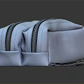Light Blue Toiletry Bag With Double Zippers And Fabric Material For Travel Storage