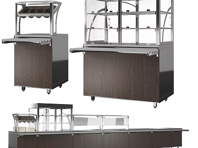 Commercial Display Shelves With Glass Doors Wooden Cabinets And Metal Frames 3d model