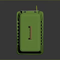 Green Pet Cage With Grid Door Wooden Handle And Yellow Eyed Pet Inside