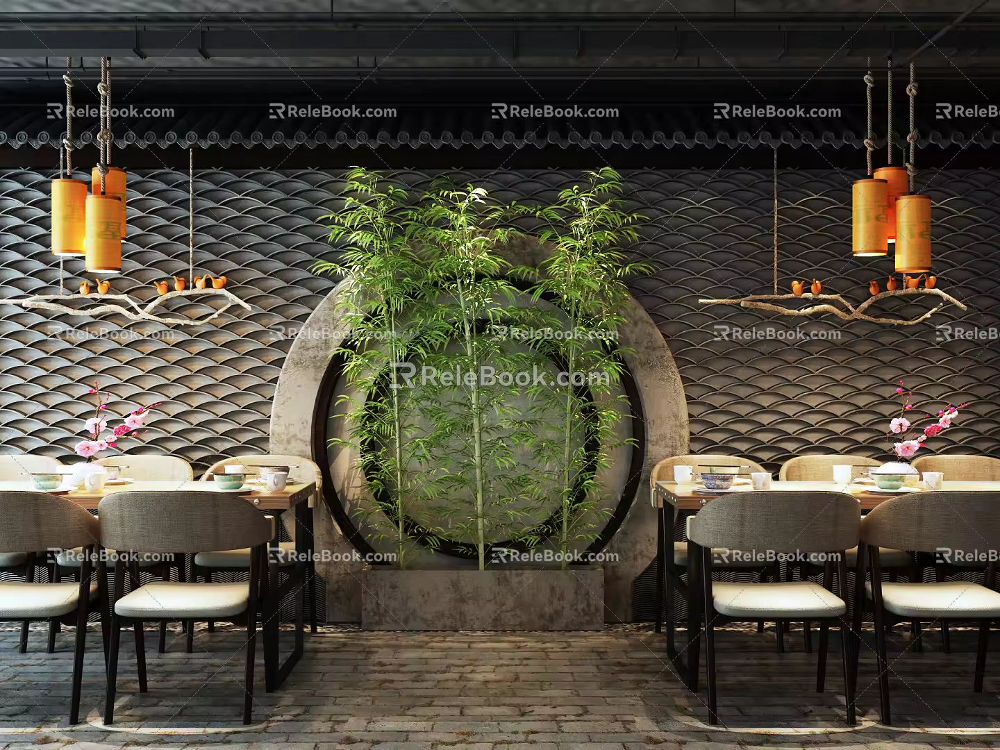 New Chinese Dining Table and Chair Combination Table and Chair Combination 3d model