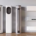 Different Styles of Air Conditioner Fan Including Standing and Wall Mounted Designs