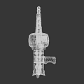 Detailed Mechanical Gun With Golden Brown White Design And Green Leaf Ornaments