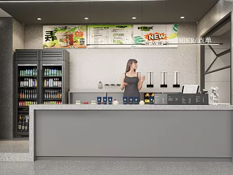 Modern Milk Tea Shop Commercial Net Red Milk Tea Shop 3d model