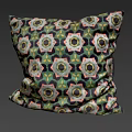 Vibrant Bohemian Style Throw Pillow Featuring Geometric Floral Pattern In Green Pink Yellow Tones