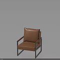 Modern Brown Leather Chair With Sleek Metal Frame And Comfortable Armrests