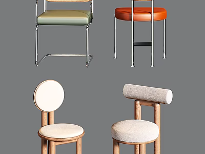 Stylish Modern Dining Chairs With Different Colorful Designs And Soft Seats 3d model