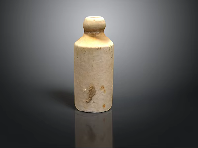 Hand Carved Off White Bottle Shaped Sculpture With Textured Surface And Round Cap 3d model