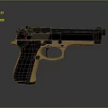 Tactical Modern Pistol With Black Metal Frame And Brown Wooden Grip Design Features