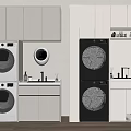 Modern Balcony Cabinet With Washing Machine Dryer Storage Countertop And Sink
