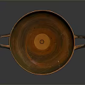 Carved Ancient Ceramic Bowl With Decorative Handles And Intricate Patterns
