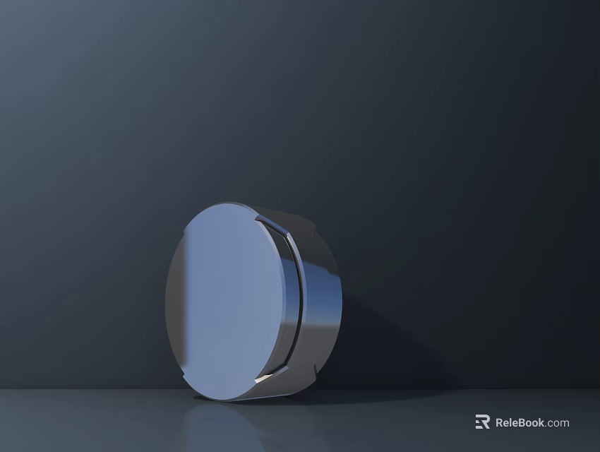 Smart Machine Modern Design With Silver Circular Metallic Surface On Dark Background 3d model 