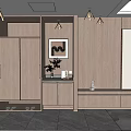 Modern Wooden Wardrobe Interior With Built In Storage Lighting And TV Wall