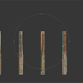 Arrangement Of Metal Columns With Various Colors And Different Heights On White Background