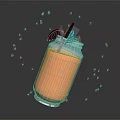 Refreshing Orange Smoothie in Glass Jar with Mint Garnish and Splashing Drops