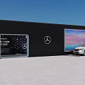 Mercedes Benz Car Display With Black Wall Large Screen And White Vehicle