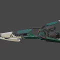Green and White Futuristic Fighter Jet with Aerodynamic Design and Engine Details