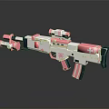 Pink And White Toy Gun Model With Scope And Decorative Elements 3d model