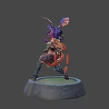 Game Movie Character With Golden Braided Hair Horned Headdress Blue Dragon Creature Red Eyes
