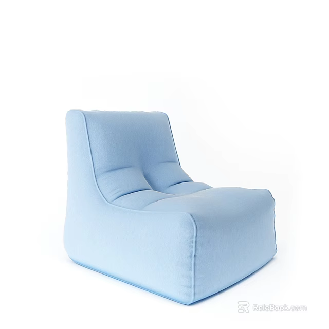 Light Blue Fabric Single Seater Sofa With Modern Design And Comfortable Cushions 3d model
