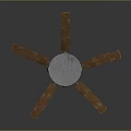 Classic Ceiling Fan With Six Wooden Blades And Blue Center Design