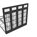 Black Framed Multiple Glass Panel Doors For Home Exterior Design 3d model