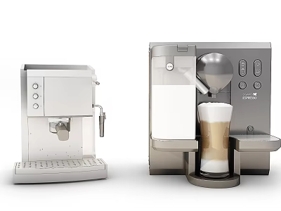 Modern White and Silver Kitchen Coffee Machines Brewing Frothy Milk Coffee 3d model