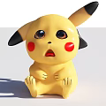 Cute Yellow Cartoon Character With Black Ears Red Cheeks And Sitting Pose