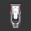 Marchin Racing VAV Shell Sponsored White Racing Car With Rear Wing And Red Blue Stripes