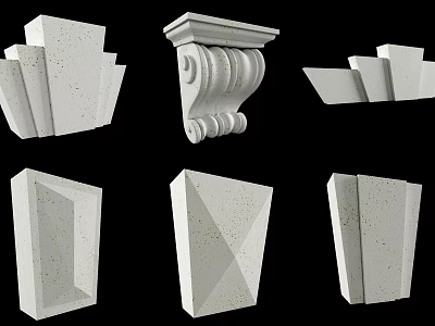 White Decorative Architectural Components With Ornate Corbels And Geometric Panels 3d model