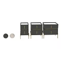 Modern Gray Nightstand With Two Drawers And Gold Handles And Legs