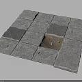 Gray Square Stone Pavers Laid On Ground With Missing Piece Revealing Earth Underneath