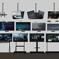 Various Modern Televisions with Wall Mounted and Stand Designs Displaying Scenic 3d model