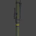 Military Rocket Launcher With Green Tube Black Scope Yellow Caution Strip Red Tip