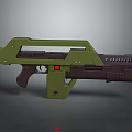 Green Sci Fi Gun With Futuristic Design And Tactical Military Features