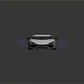 Silver Modern Sports Car with Blue Streamer Accents and Sleek Aerodynamic Design