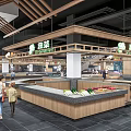Supermarket Vegetable Section With Shoppers Wooden Stalls And Fresh Produce Display Bright Interior