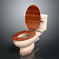 White Ceramic Toilet With Wooden Seat And Lid For Bathroom Fixture