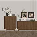 Modern Luxury Wooden Entryway Cabinet And Sideboard With Drawers Decorative Paintings And Vase