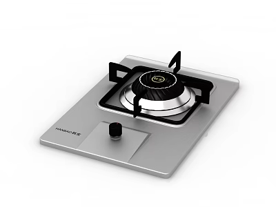 Macro Gas Stove Kitchen Appliance With Stainless Steel Panel Modern Design And Control Knob 3d model