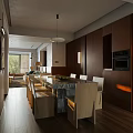 Modern Cozy Open Living And Dining Room With Large Window Soft Sofa And Wooden Flooring