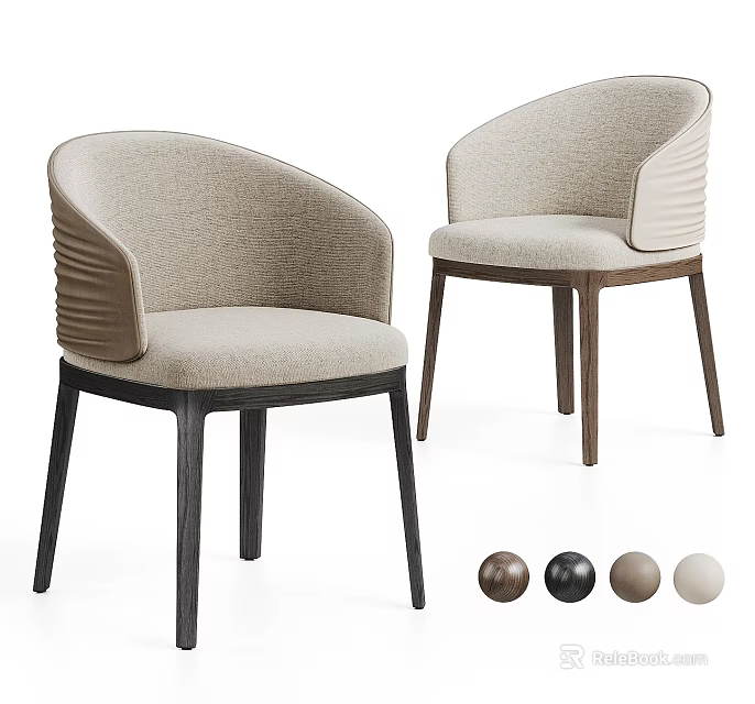 Modern Luxury Upholstered Fabric Dining Armchair With Solid Wood Legs For Cozy Home Dining Space 3d model 