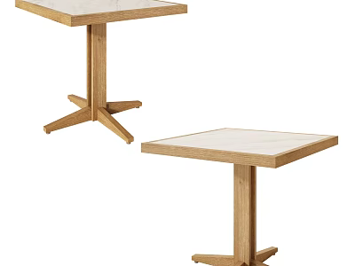 Square Negotiation Tables And Chairs With Light Tabletop And Wooden Cross Base 3d model
