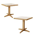 Square Negotiation Tables And Chairs With Light Tabletop And Wooden Cross Base 3d model