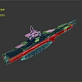 Blue And Red Sci Fi Spaceship Model With Streamlined Structure And Details 3d model